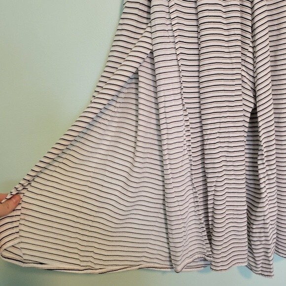 Faithfull the Brand Soleil White Navy Striped Side Slit Wide Leg Pants Size S - Picture 6 of 7